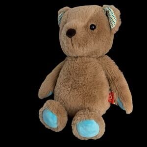 B Softies Teddy Bear Plush Brown Blue Feet 2019 Soft Toy 11 in